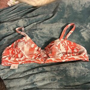 Stylish Orange and White Bikini Top XL nwt